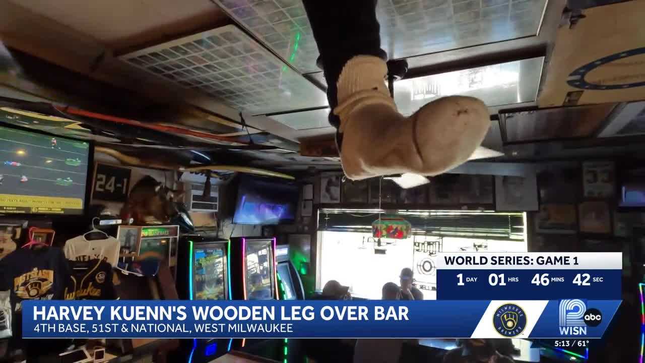 Prosthetic leg of '82 Brewers manager hangs in West Milwaukee bar — WISN 12 Milwaukee, Venice Sports news